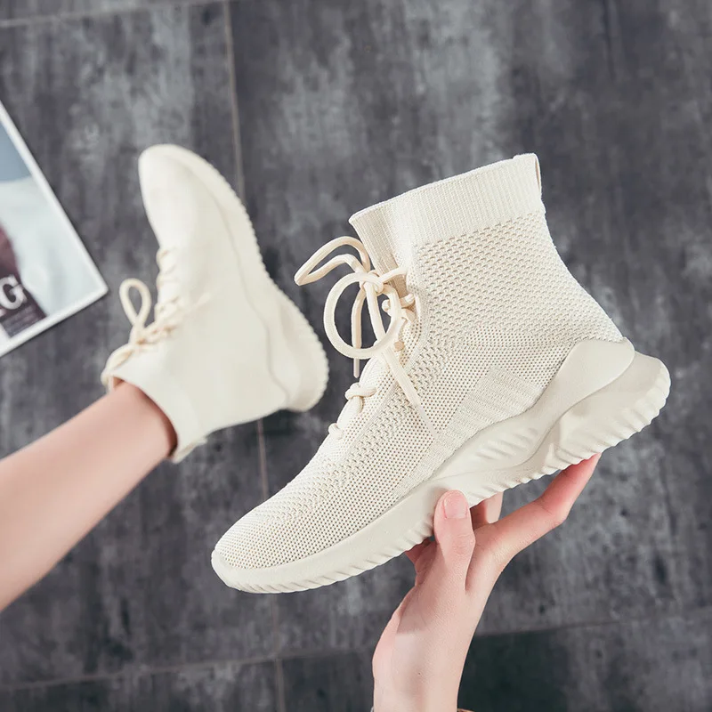 

Socks shoes female 2019 summer new high elastic mesh sneakers shoes breathable casual shoes flats shoes woman Dad Footwear n131
