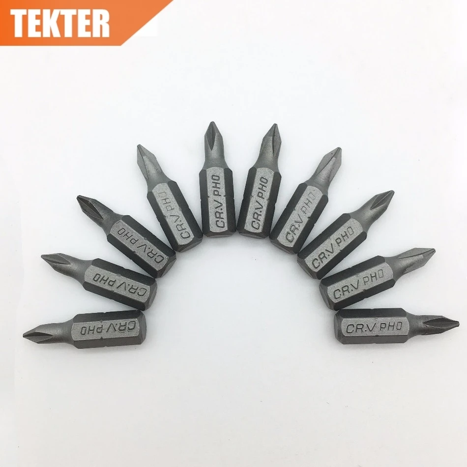 TEKTER 10 шт. хром ванадиевая сталь Cr v #0 отвертка Philips bits 25 мм шестигранный хвостовик