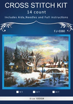 

Snowing scenery ,Counted Cross Stitch 14CT Cross Stitch Sets Wholesale cartoon Cross-stitch Kits Embroidery Needlework