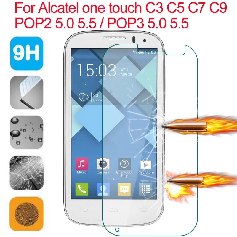 Закаленное стекло Защитная крышка чехол для Alcatel One Touch POP 3 5015D 5.0 5.5 5025D 5065D/POP 2