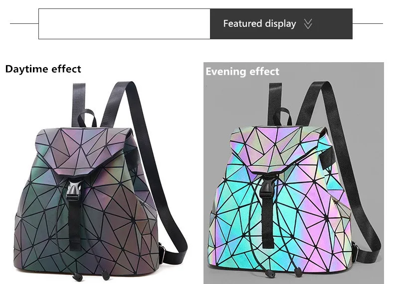 MAGICYZ, светящиеся женские рюкзаки с блестками, Голографический лазерный треугольник, женские рюкзаки с завязками, для элегантного дизайна, сумка для книг