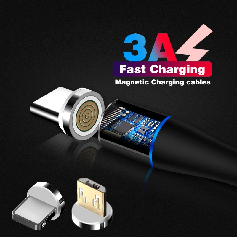 

Magnetic Charging Cable USB C for Huawei P30 Xiaomi Samsung S9 Micro USB Type C for IPhone XR 8 7 6s Plus 3A Fast Charging Wire