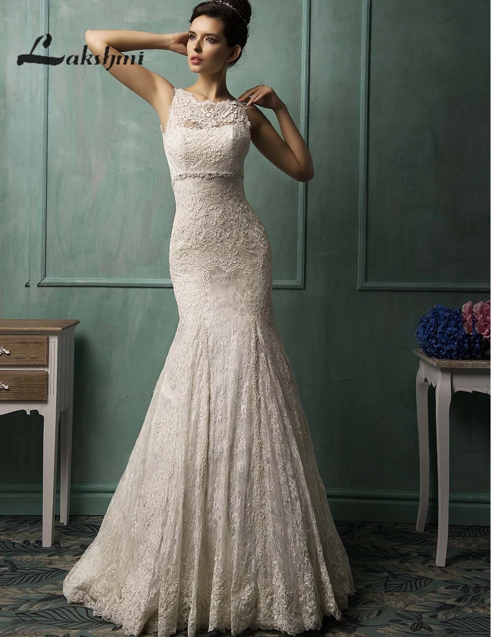 Exquisite Jewel Lace Mermaid font b Wedding b font font b Dresses b font font b