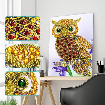 

5D DiyDiamond Embroidery Special Shaped Crystal Drill "owl" Diamond Painting Cross Stitch Partial Round Rhinestones Mosaic Decor