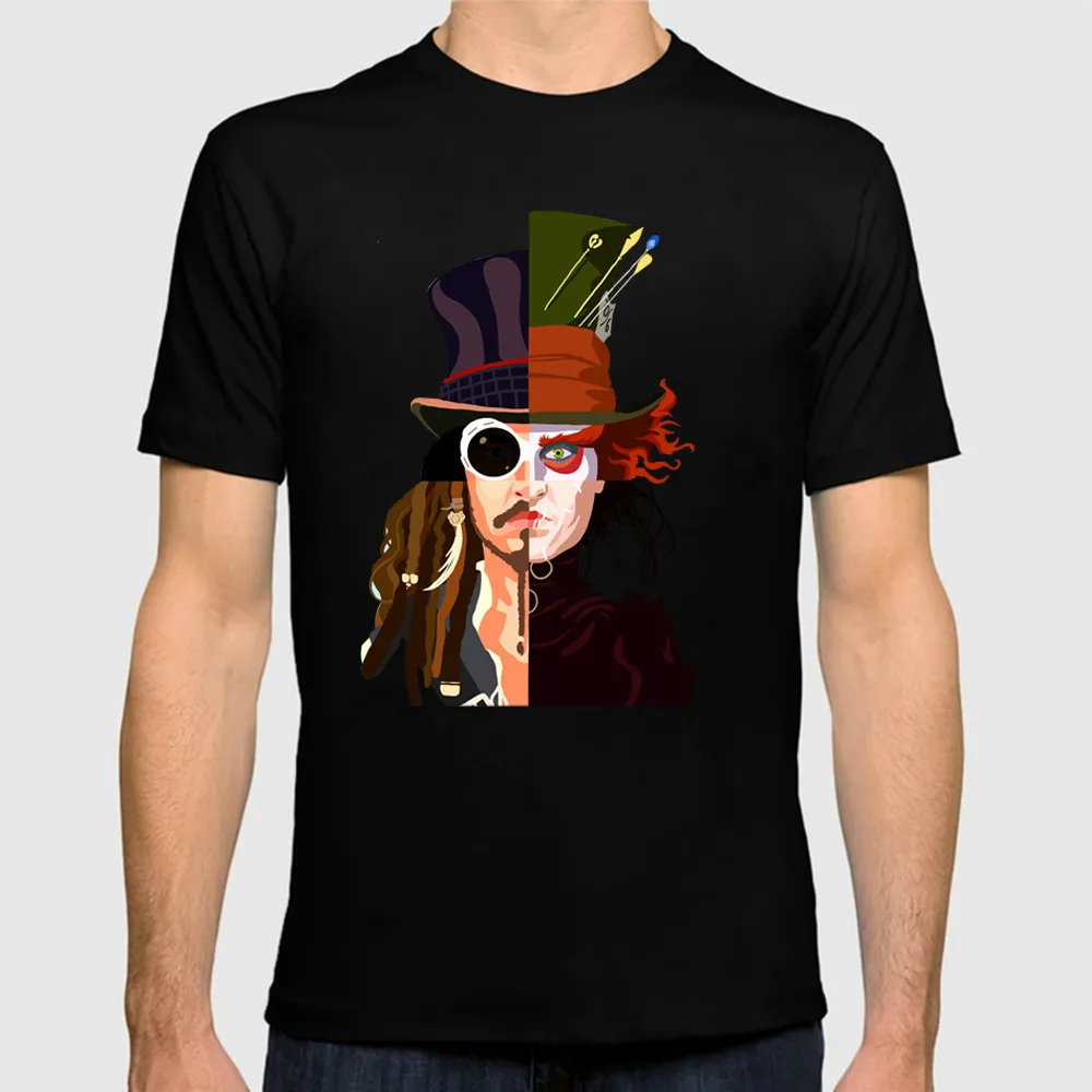 

Johnny Depp Willy Wonka Mad Hatter Jack Sparrow Edward Scissorhands Top Tee For Men Natural Cotton Tee Shirts