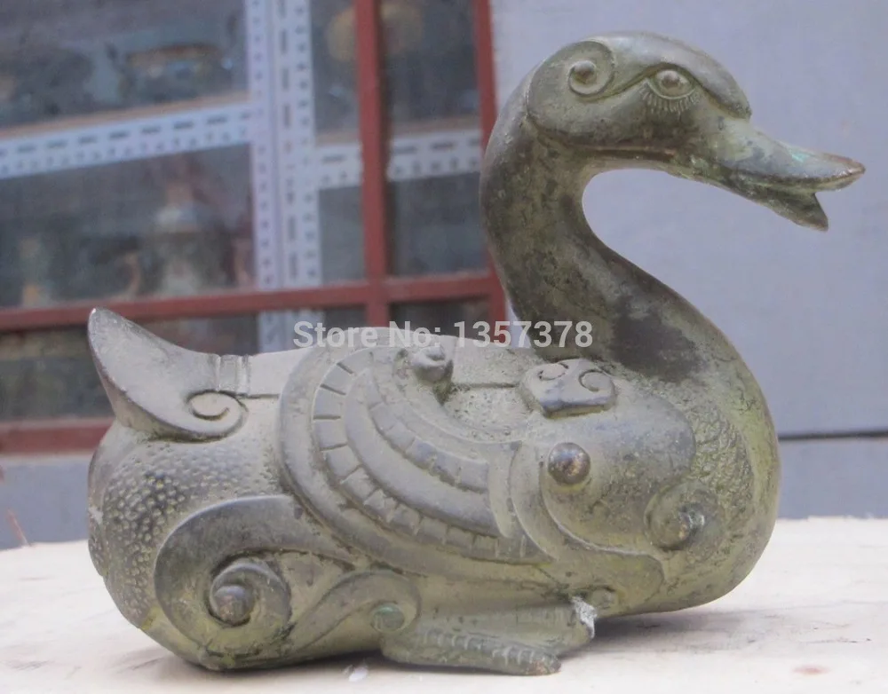 

shitou 00243 7.5"Chinese pure Bronze carved avian Duck Statue discount 30% (C0324)
