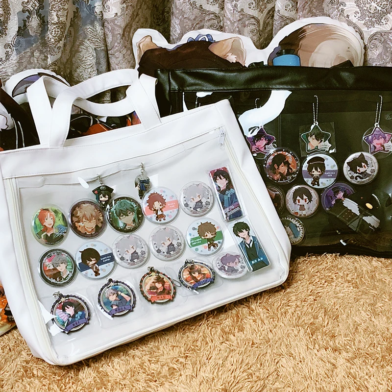 

Student Japanese Sweet Lolita Cute Shoulder Bag Handbag Transparent Clear PU Itabag Cosplay Comic Show Uniform Bag 8 Colors