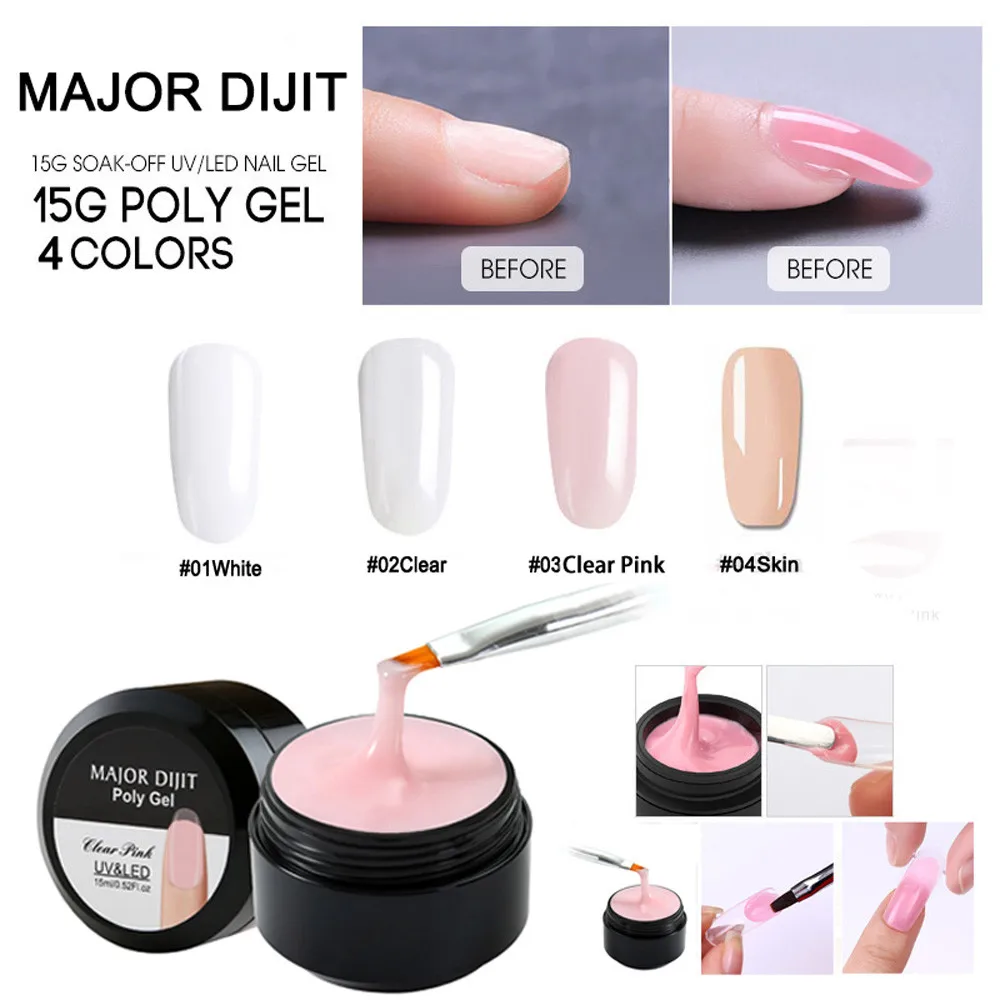 

New Poly Gel Lasting Finger Nail Crystal Jelly DIY Camouflage UV Lamp Extension 15ML 2018