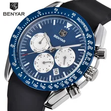 2019 BENYAR Men Sport Watch Chronograph Quartz Watches All Pointers Work Waterproof Fashion Blue Watch Clock RelogIo Masculino benyar chronograph sport mens watches top brand luxury quartz watch clock all pointers work waterproof business watch by 5102m
