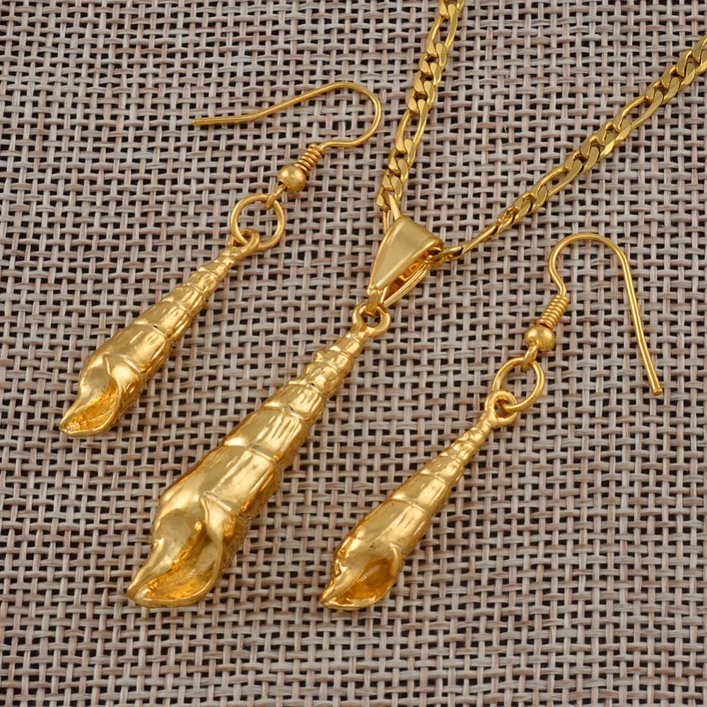 

Papua New Guinea Metal Shell Jewelry Sets Shellfish Pendant Necklace Earrings Gold Color PNG Island Style Jewellery #J0800
