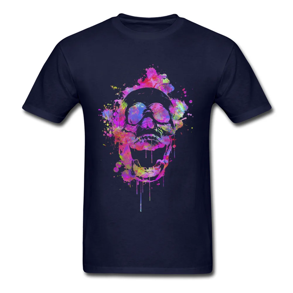 Cool  Trendy Pink Watercolor Skull_navy