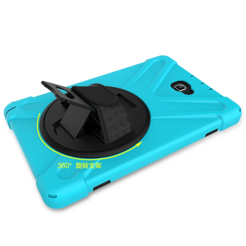 For Samsung TAB A P580 10.1inch Shockproof 360 Degree Rotating Case PC Silicon Stand Armor Cases, Kids Safe Hand Strap Case     1 (10)