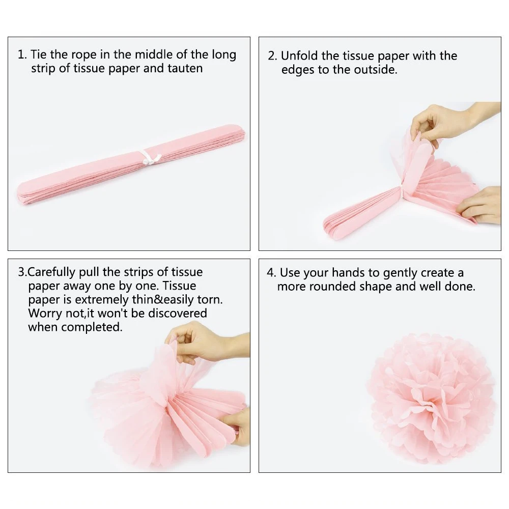 FANLUS Assorted Cotton Candy PinkPurpleBlue Color 35cm 14 inch Tissue Pom Poms Flower Party Decorations for Weddings Birthday (2)