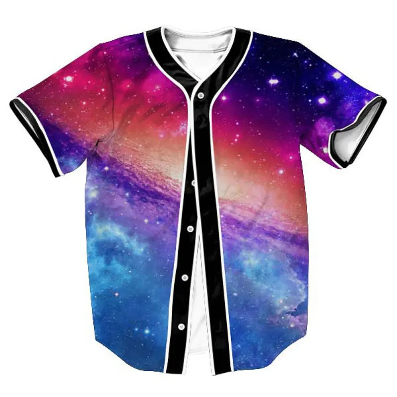 Space Galaxy Print Baseball Jersey Men 2017 Short Sleeve Men T Shirt Casual Harajuku Baseball Shirt Jerseys Hip Hop Tops Tee 