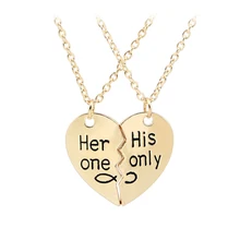 Ее ожерелье с надписью one His Only колье Heart сломанный 2 на День