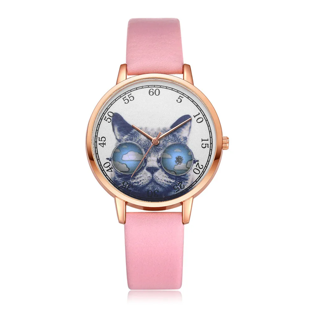 LVPAI Cat Print Watch Women Luxury Leather High Quality Bracelet Quartz Watch For Women Dress Wristwatches Female Hot Clock #S