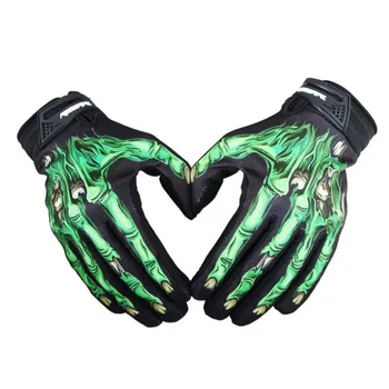 

High Quality Mens Biker Racing Motorcycle Mitten Polyester Skeleton Goth Skull Bone Full Finger Gloves