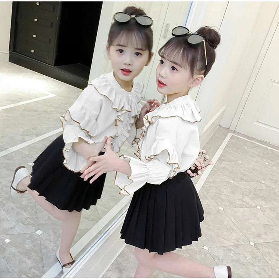 Camisa + Vestido Venda Quente Crianças Meninas Roupas Definir Bebê Menina Verão Manga Longa 2 Pçs Roupa Conjunto Idade 4-12 Anos 2020 4 ????_20190607165414a