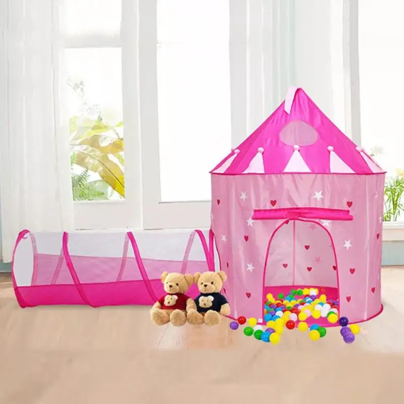 

2 in 1 Luminous Children Tent Outdoor Crawling Tunnel Play Tents House Ocean Ball Pit Pool Tents Girls Princess Castle Playhouse