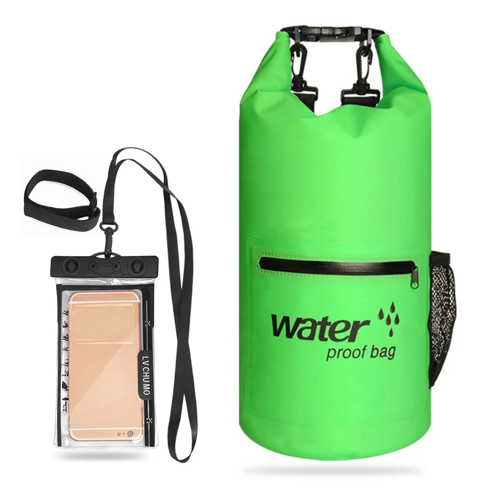 10L/20L Открытый Водонепроницаемый сухой мешок рулон-топ мешок водонепроницаемый плавающий мешок с водонепроницаемый чехол для телефона сумки для плавания - Цвет: Green 20L