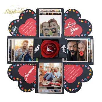 

NICROLANDEE Valentine's Day Wedding Gift Box Explosion Surprise Box Creative Photo Album Sticker for Birthday Surprise Gift DIY