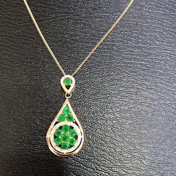 

Qi Xuan_Fashion Jewelry_Colombian Green Stone Water Drop Necklaces_Rose Gold Color Pendant Necklaces_Factory Directly Sales