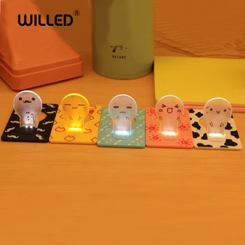 

Small Card size foldable 1 Pcs LED Night light Credit Pocket Lights Portable Cool Children's Lamp Decoration House