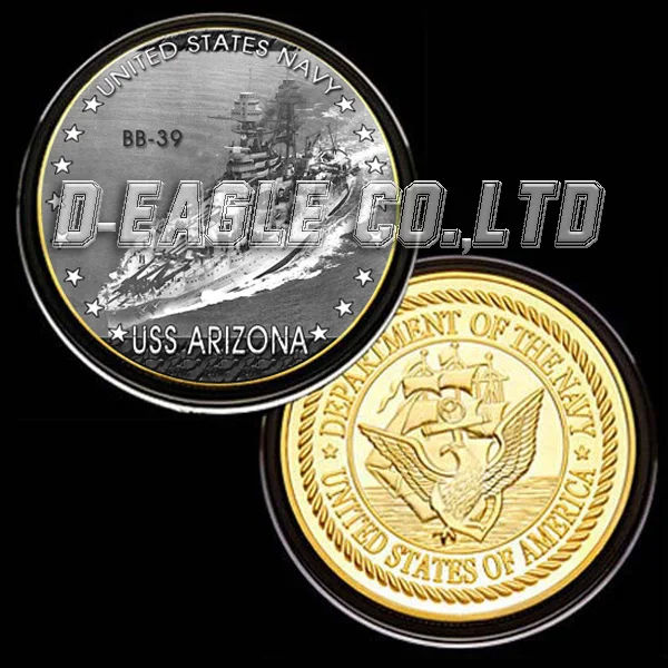 

US Navy USS BB-39 Colorzied Printed Commemorative Coin/Souvenir/Custom Coin/ Medal