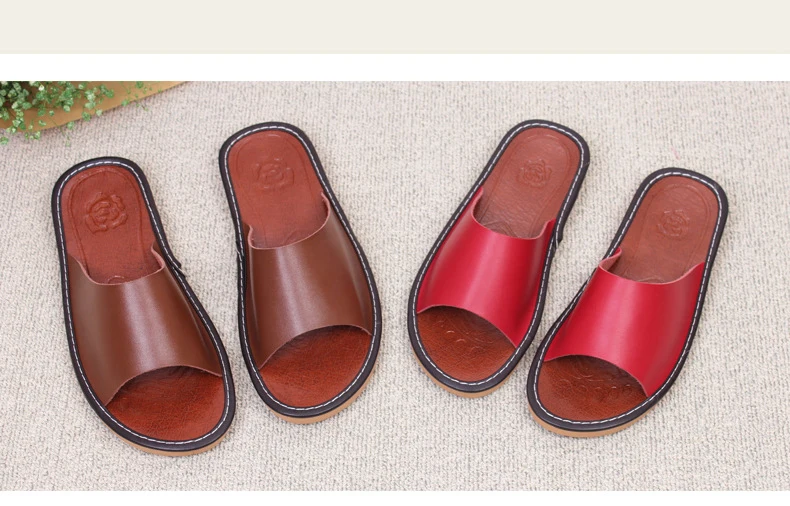 Размеры 35-44; домашние тапочки из натуральной кожи; высококачественные женские и мужские тапочки; нескользящая классная домашняя обувь; летняя обувь для мужчин и женщин