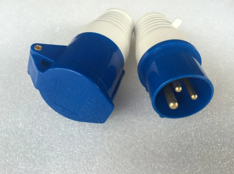 IEC309 2 IP 44 16Amp or 32Amp 3 Pin Plug + Coupler Single Phase Industrial Waterproof Socket and
