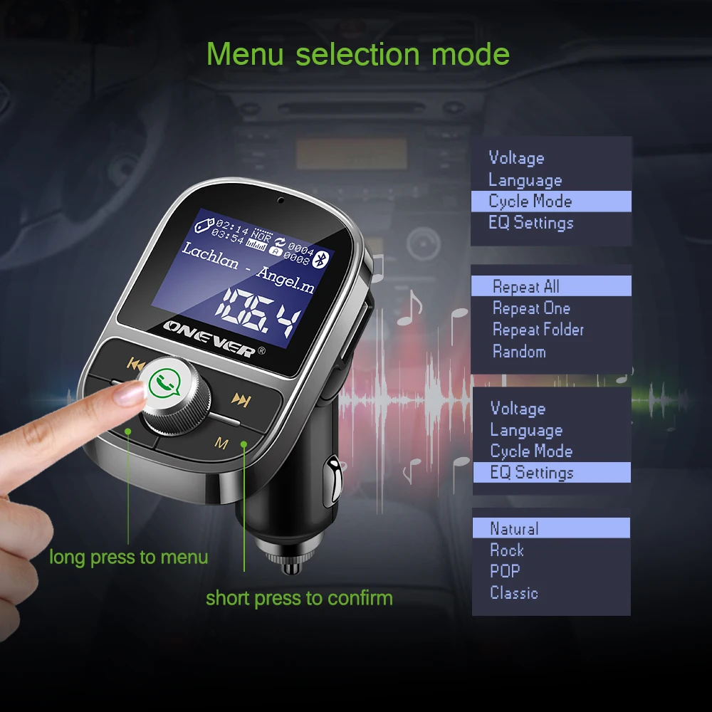 Автомобильный fm-передатчик Onever HY29 с поддержкой Hands-free, Bluetooth, автомобильный комплект, fm-модулятор, Автомобильный MP3-плеер 3.1A, двойное зарядное устройство USB, поддержка TF карты U
