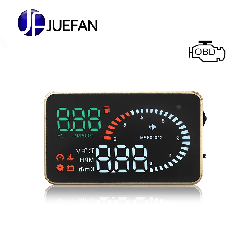

JUEFAN X6 OBD2 EOBD HUD display Plug and Playcar Engine failure alarm car projector Windshield Projector hud Head Up display car