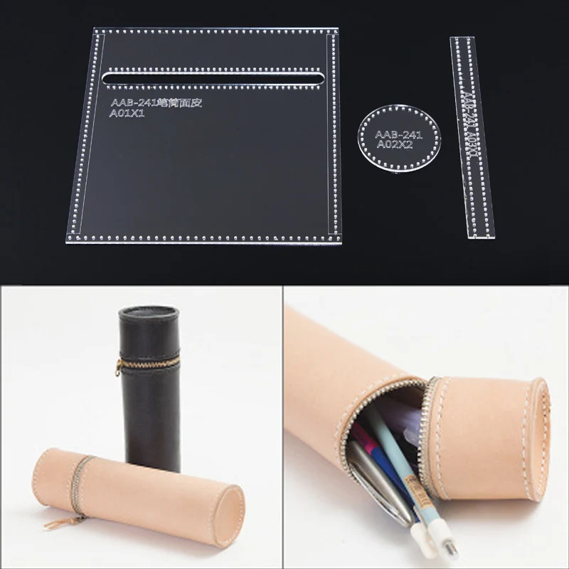 

Acrylic Stencil Laser Cut Template DIY Leather Handmade Craft Student Pen Receiver Zipper Bag Sewing Pattern 180x55mm