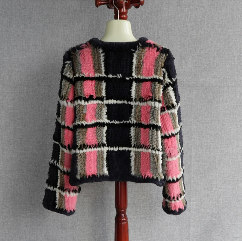 Multi Short Usine Réel Tricoté long Veste Gros Kfp884 Slae Outlet Lapin Fourrure Véritable Coloré Manteau Couleurs Chaude De C1q4Rf