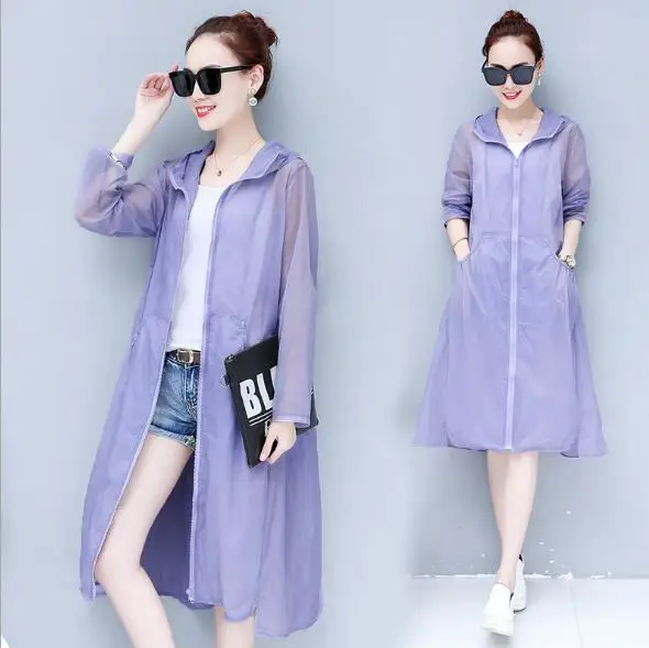 Fdfklak сезон весна-лето; Одежда для беременных с капюшоном длинные солнцезащитный кардиган одежда для беременных большого размера жакет, женский пиджак S-3XL - Цвет: purple