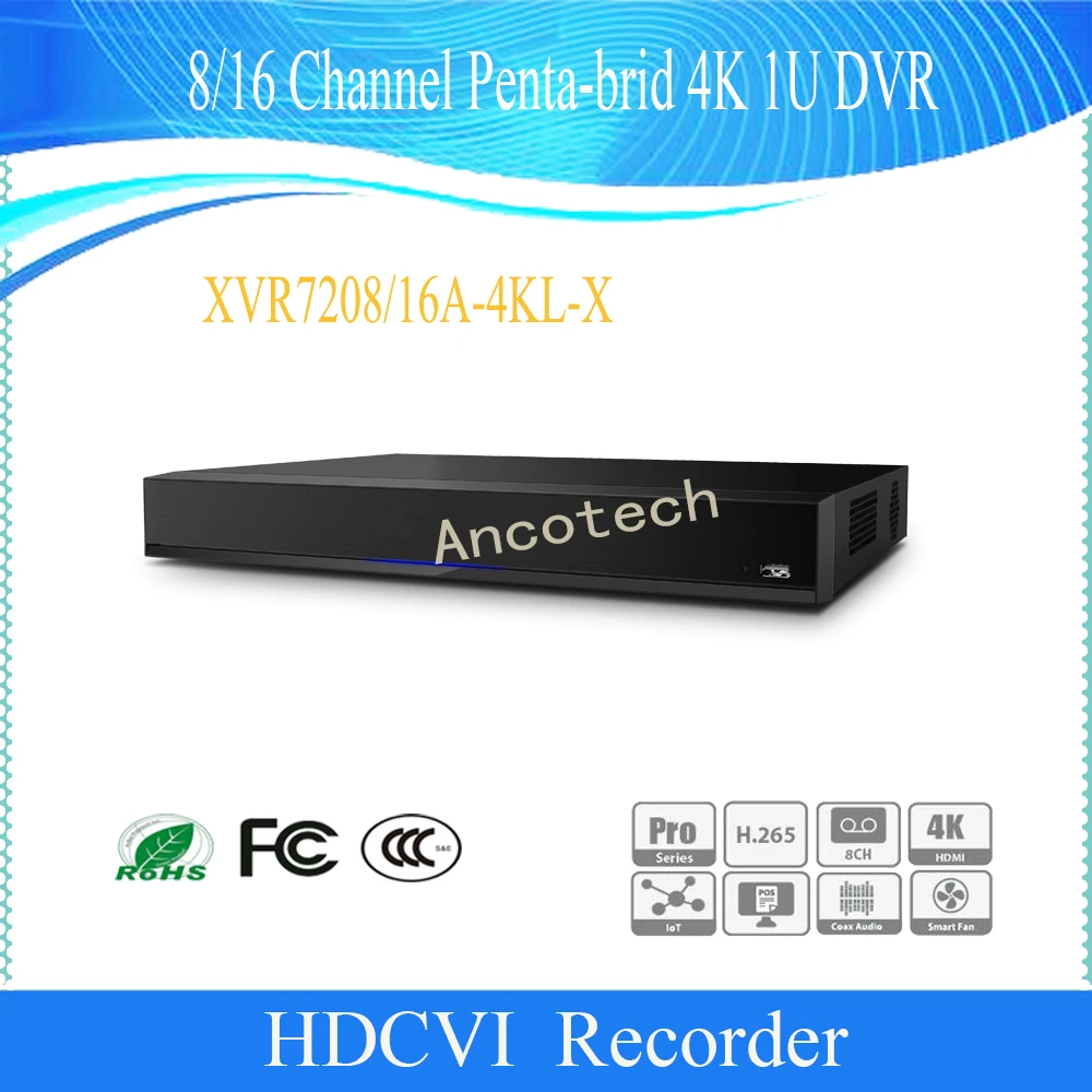 Оригинальная английская версия dahua CCTV 8/16Ch XVR безопасности Penta-brid 4 K 1U DVR DH-XVR7208A-4KL-X/DH-XVR7216A-4KL-X