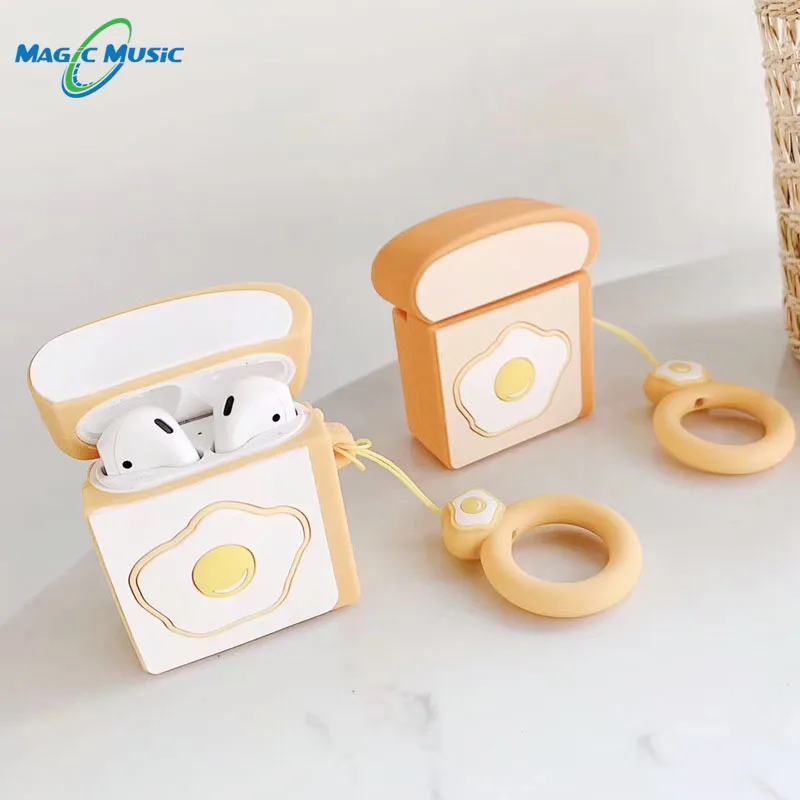 

Earphone case for airpods toast egg Soft Silicone Case For Apple Case Wireless Bluetooth Earphone carrying airpods case
