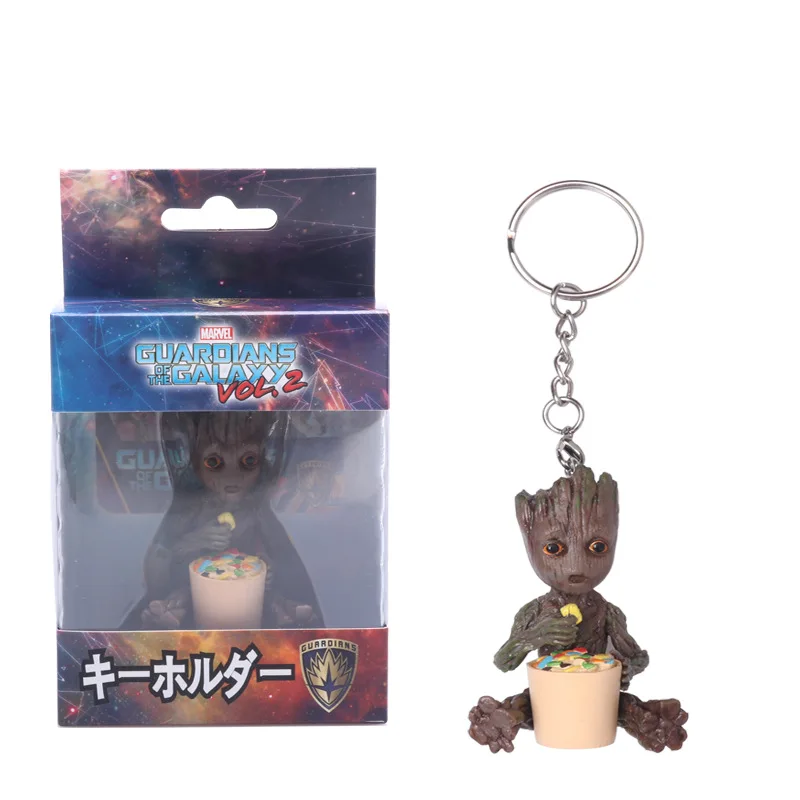 Baby Groot фигурки, игрушка, брелок для ключей, украшение для дома, Милая модель, игрушка для детей, мультяшное дерево, человек, брелок, Автомобильный подвесной декор, брелок
