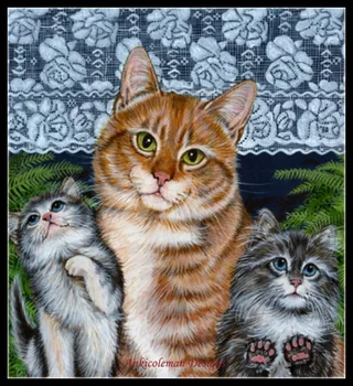 

Embroidery Counted Cross Stitch Kits Needlework - Crafts 14 ct DMC Color DIY Arts Handmade Decor - Window Kitties