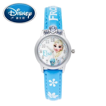 

Disney Kids Watch Children Watches Princess Elsa Crown Snow Genuine Brand Fashion Cute Wristwatches Leather Strap Gift Clock