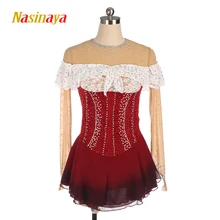 Nasinaya фигурное катание платье Индивидуальные соревнования льда юбки для конькобежцев для девочек женщин детей представление Кружева стразы