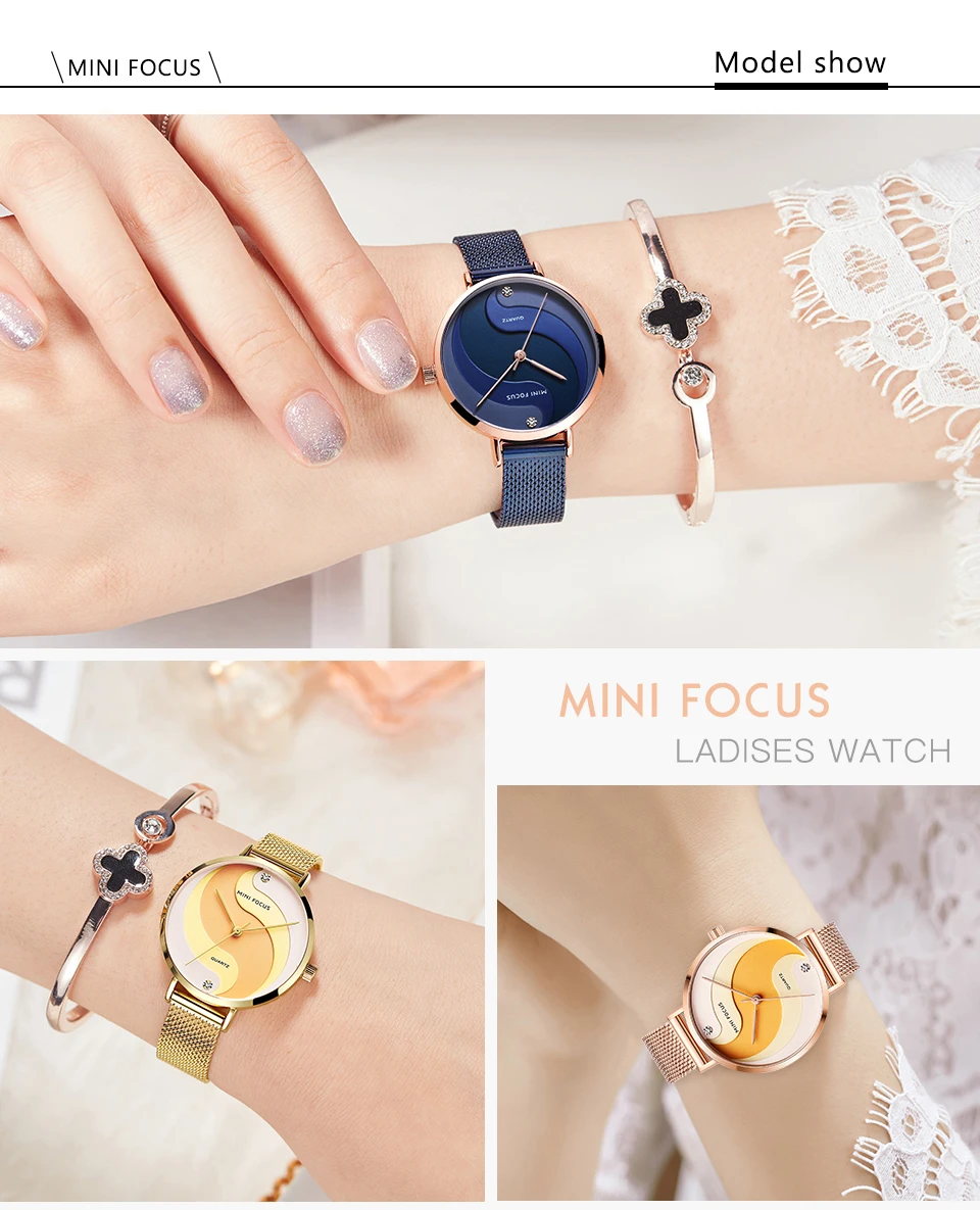 MINIFOCUS Watch Women Fashion Dress Quartz Watch Luxury Brand Ladies Full Steel Mesh Strap Waterproof Watches Female reloj mujer