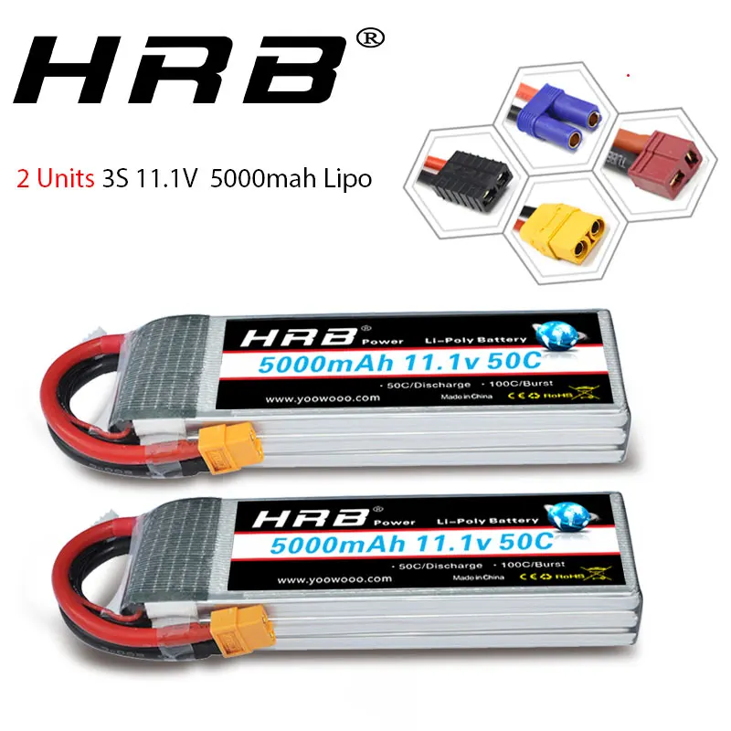 2 шт. HRB 3S Lipo Батарея 11 1 v 5000 мАч RC 50C XT60 деканов для Traxxas x maxx trx4 defender 1:10 1:12 автомобили