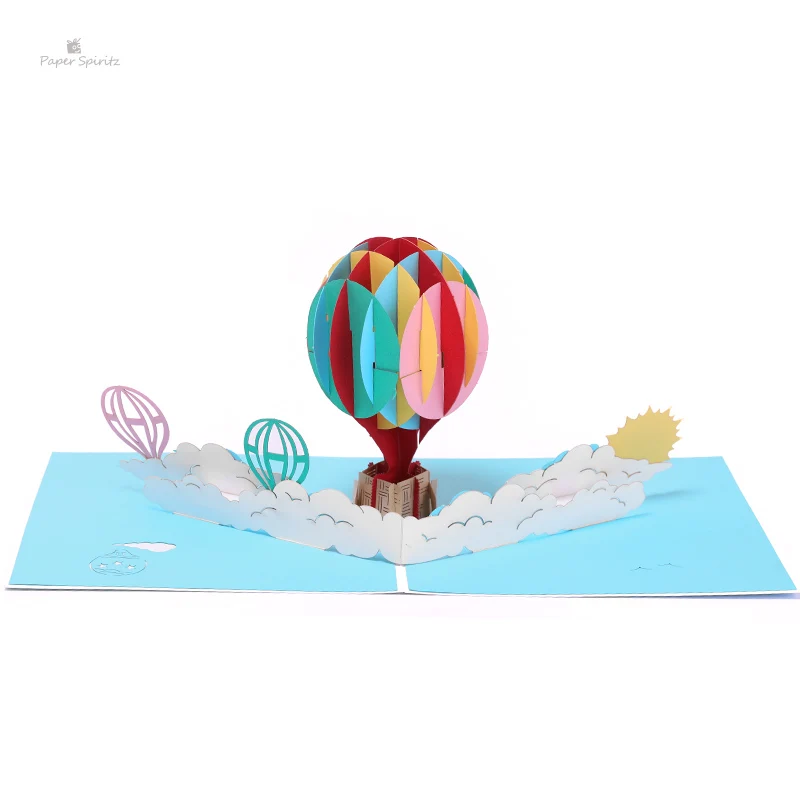  PAPER SPIRITZ hot air balloon laser cut 3D paper pop up card with blank envelope invitations greeti - 32891641121
