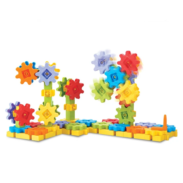 Kids Toddler Plastic Mechanical Gears Building Blocks Toys DIY Creative