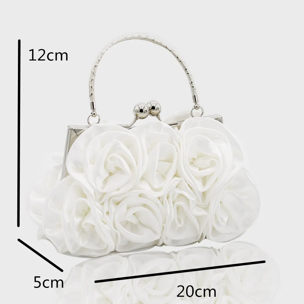 Women Satin Rose Pure Color Handbag Evening Bags Wedding Handbags luxury handbags women bags designer Flower bolsa#ZS Women Satin Rose Pure Color Handbag Evening Bags Wedding Handbags luxury handbags women bags designer Flower bolsa#ZS