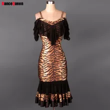 2018 New Latin Dance Dresses Tiger/Black/Red/Blue/Purple Roupa Infantil Feminina Latin Ballroom Dancing Dresses For Women DQ3059