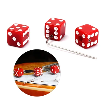 

Dice Shaped Guitar Control Knobs Fit Split Shaft Gibson Gretsch for Fender Guitars (Red & White)