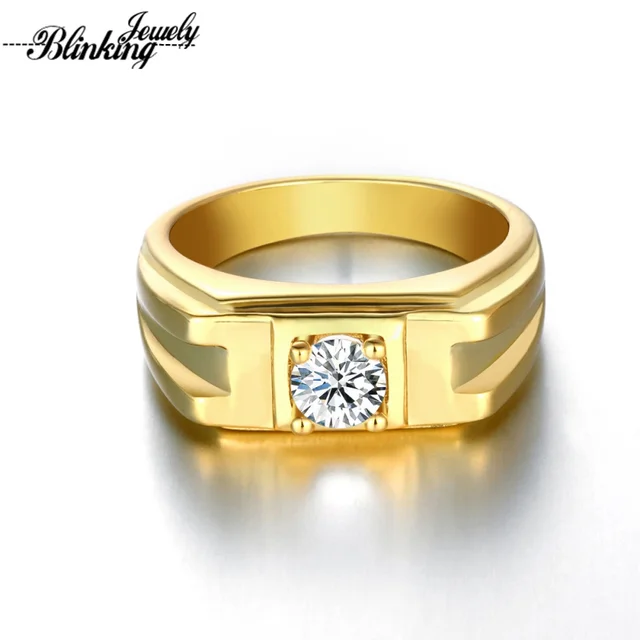 Mens Ring Gold Color Rings For Men Round Brilliant Cut Solitaire Mens Ring Gold Color Rings For Men Round Brilliant Cut Solitaire Cubic Zircon Wedding