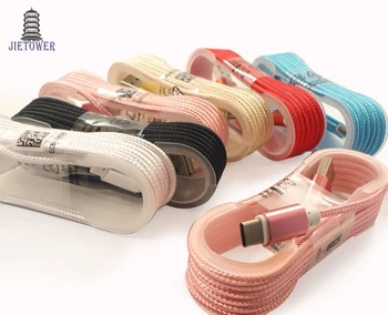 

1.5M Nylon tray pack Fabric Braided Micro USB Data Cable Connection Charging for Android v8 Type C typec usbc for iphone 500pcs
